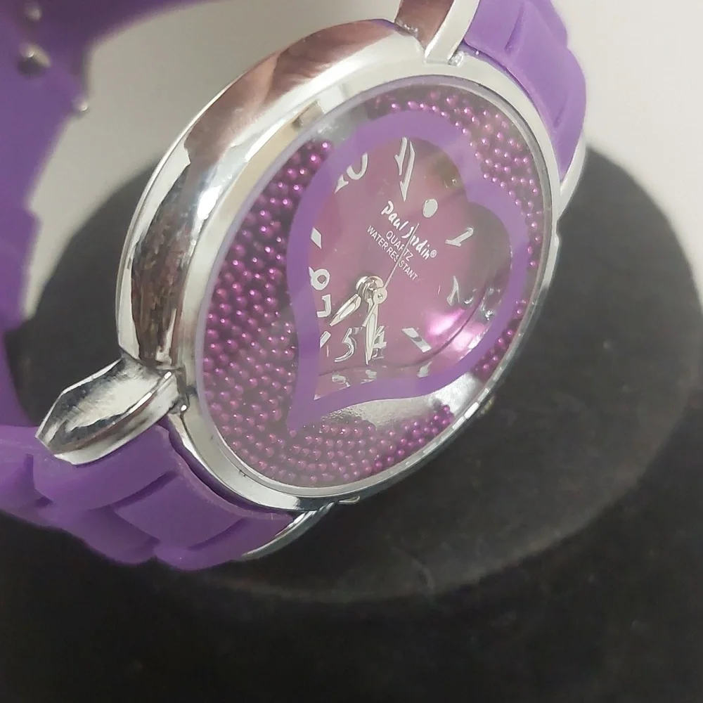 Paul Jardin Purple Stainless Steel Water Resistant Analog Silicone Watch